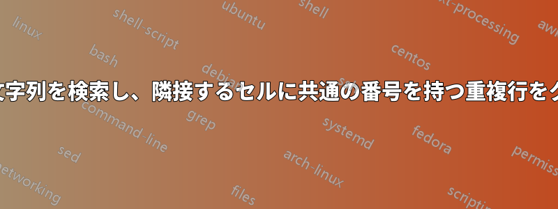 重複するテキスト文字列を検索し、隣接するセルに共通の番号を持つ重複行をグループ化します。