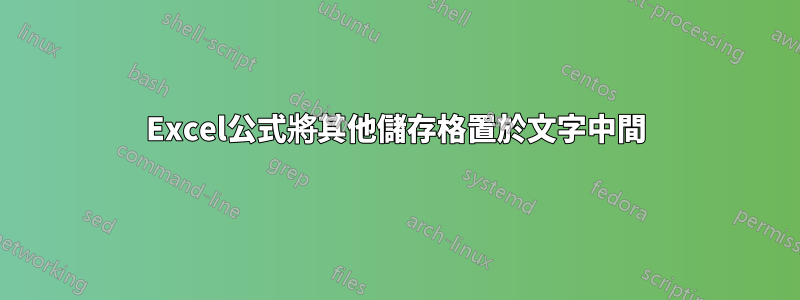 Excel公式將其他儲存格置於文字中間