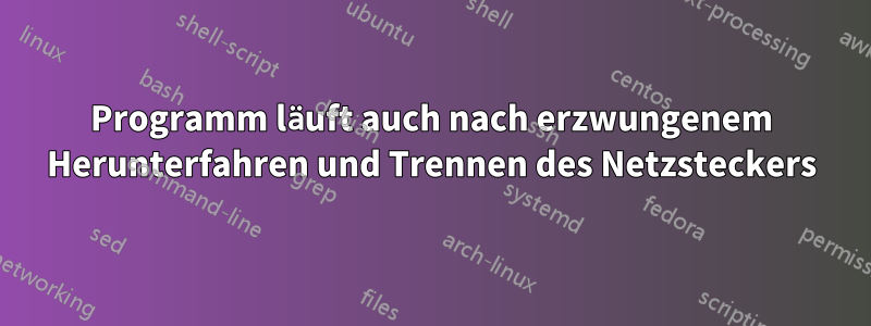 Programm läuft auch nach erzwungenem Herunterfahren und Trennen des Netzsteckers