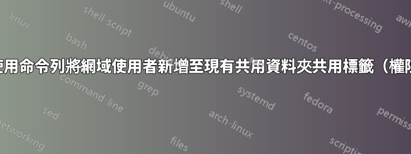 如何使用命令列將網域使用者新增至現有共用資料夾共用標籤（權限）？