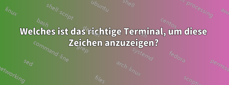 Welches ist das richtige Terminal, um diese Zeichen anzuzeigen?