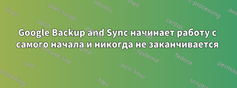 Google Backup and Sync начинает работу с самого начала и никогда не заканчивается