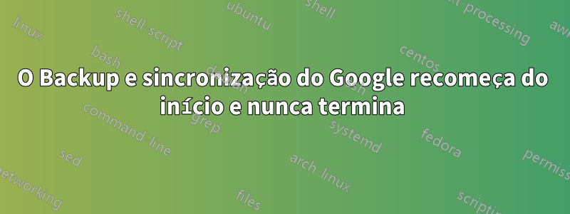 O Backup e sincronização do Google recomeça do início e nunca termina