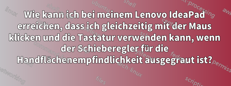 Wie kann ich bei meinem Lenovo IdeaPad erreichen, dass ich gleichzeitig mit der Maus klicken und die Tastatur verwenden kann, wenn der Schieberegler für die Handflächenempfindlichkeit ausgegraut ist?