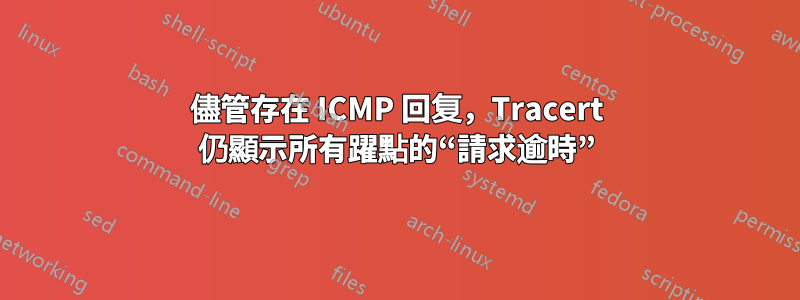 儘管存在 ICMP 回复，Tracert 仍顯示所有躍點的“請求逾時”