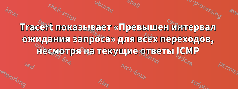 Tracert показывает «Превышен интервал ожидания запроса» для всех переходов, несмотря на текущие ответы ICMP