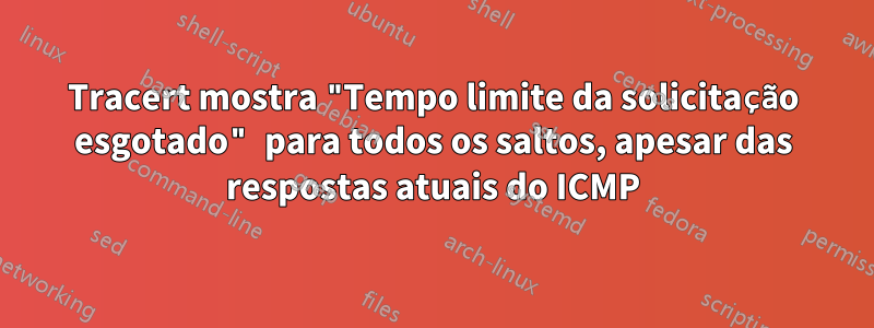 Tracert mostra "Tempo limite da solicitação esgotado" para todos os saltos, apesar das respostas atuais do ICMP