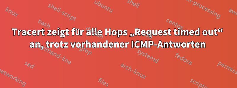 Tracert zeigt für alle Hops „Request timed out“ an, trotz vorhandener ICMP-Antworten