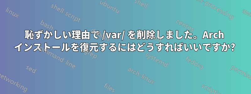 恥ずかしい理由で /var/ を削除しました。Arch インストールを復元するにはどうすればいいですか?