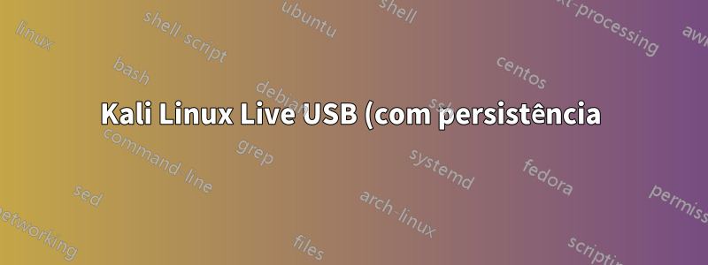 Kali Linux Live USB (com persistência) inicializa com cursor piscando após sistema de arquivos desconhecido