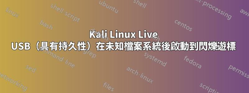 Kali Linux Live USB（具有持久性）在未知檔案系統後啟動到閃爍遊標