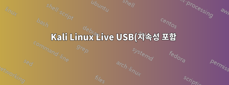 Kali Linux Live USB(지속성 포함)가 알 수 없는 파일 시스템 이후 커서를 깜박이도록 부팅합니다.