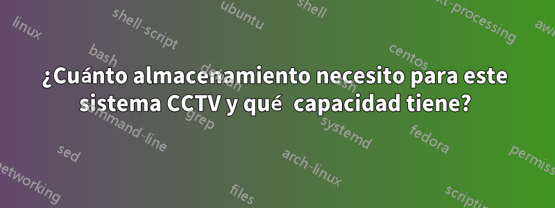 ¿Cuánto almacenamiento necesito para este sistema CCTV y qué capacidad tiene?