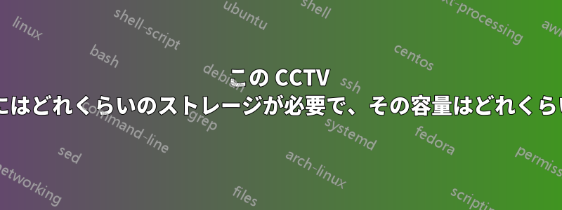 この CCTV システムにはどれくらいのストレージが必要で、その容量はどれくらいですか?