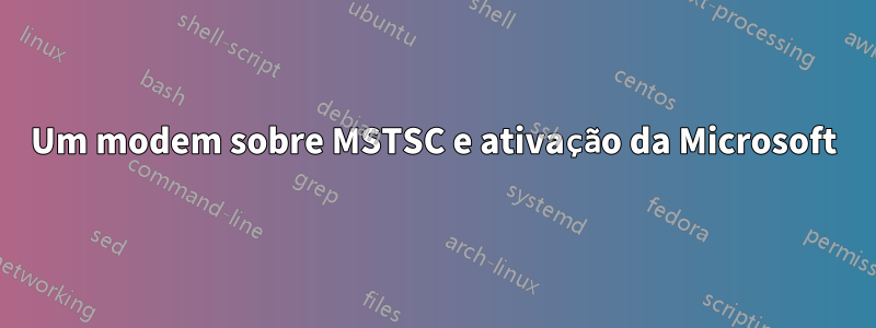 Um modem sobre MSTSC e ativação da Microsoft