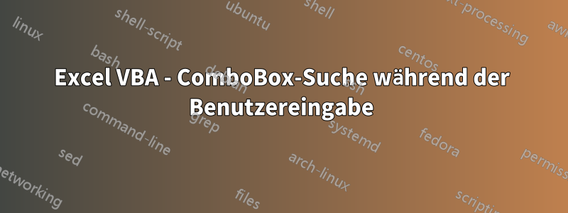 Excel VBA - ComboBox-Suche während der Benutzereingabe