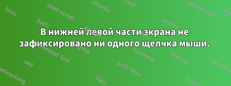 В нижней левой части экрана не зафиксировано ни одного щелчка мыши.