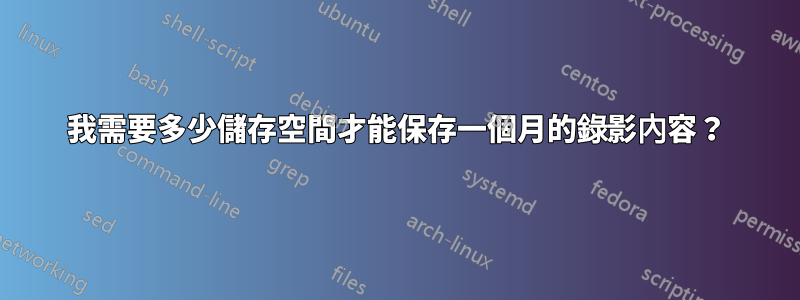 我需要多少儲存空間才能保存一個月的錄影內容？