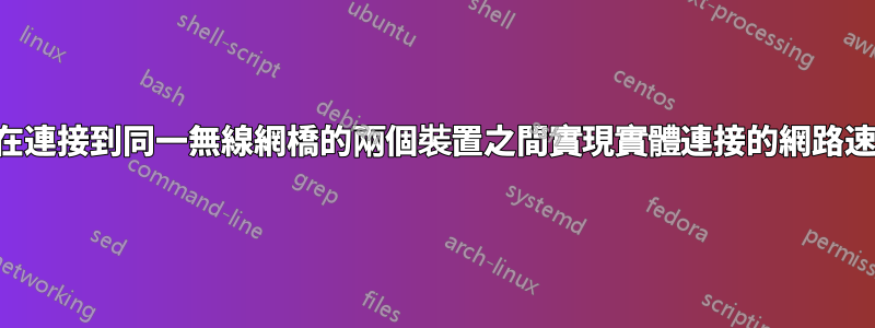 我可以在連接到同一無線網橋的兩個裝置之間實現實體連接的網路速度嗎？