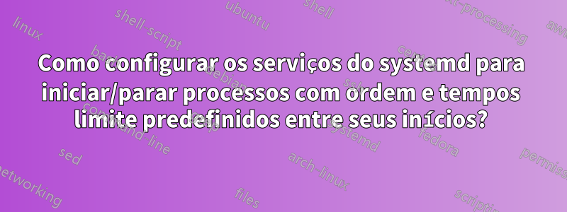 Como configurar os serviços do systemd para iniciar/parar processos com ordem e tempos limite predefinidos entre seus inícios?