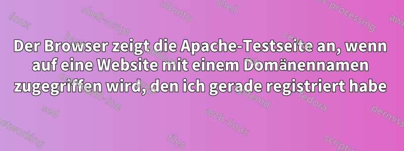 Der Browser zeigt die Apache-Testseite an, wenn auf eine Website mit einem Domänennamen zugegriffen wird, den ich gerade registriert habe