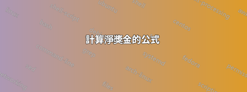 計算淨獎金的公式