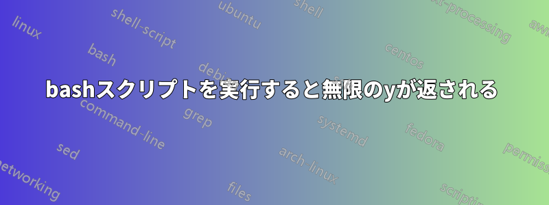 bashスクリプトを実行すると無限のyが返される