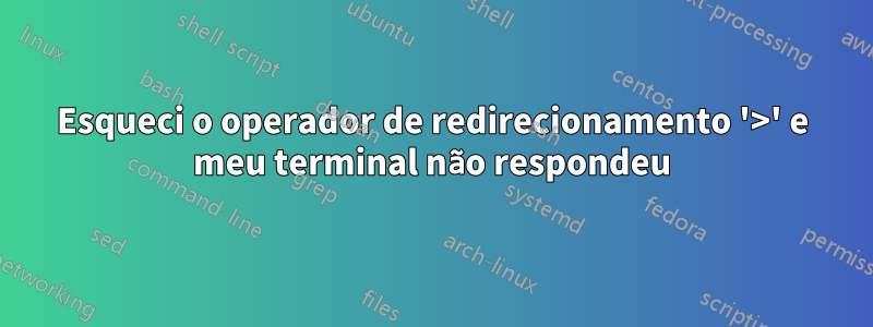 Esqueci o operador de redirecionamento '>' e meu terminal não respondeu