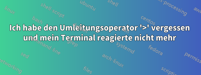 Ich habe den Umleitungsoperator '>' vergessen und mein Terminal reagierte nicht mehr