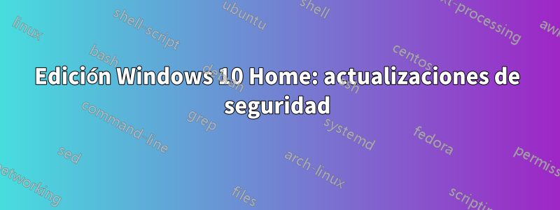 Edición Windows 10 Home: actualizaciones de seguridad