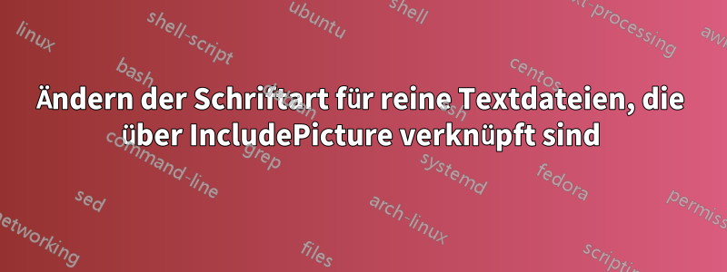 Ändern der Schriftart für reine Textdateien, die über IncludePicture verknüpft sind