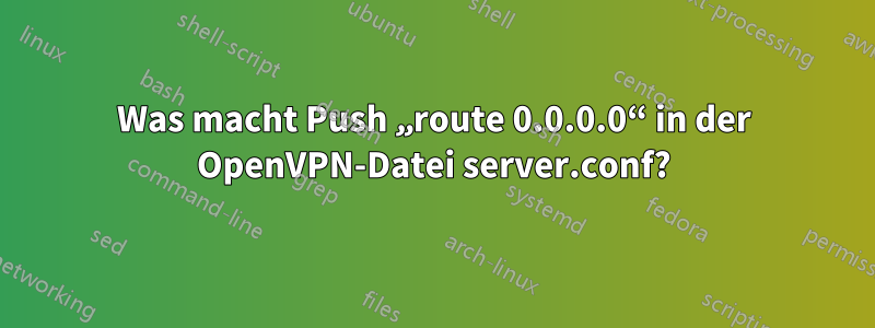 Was macht Push „route 0.0.0.0“ in der OpenVPN-Datei server.conf?