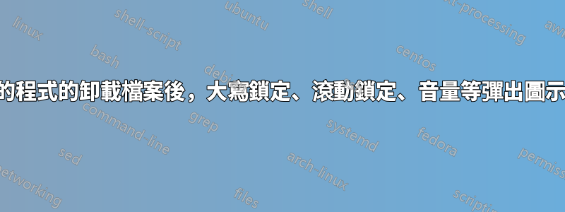 執行從未安裝過的程式的卸載檔案後，大寫鎖定、滾動鎖定、音量等彈出圖示消失。為什麼？