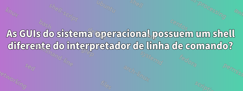 As GUIs do sistema operacional possuem um shell diferente do interpretador de linha de comando?