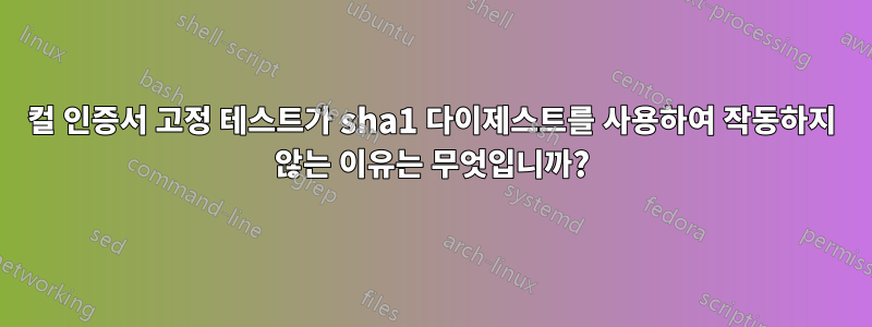 컬 인증서 고정 테스트가 sha1 다이제스트를 사용하여 작동하지 않는 이유는 무엇입니까?