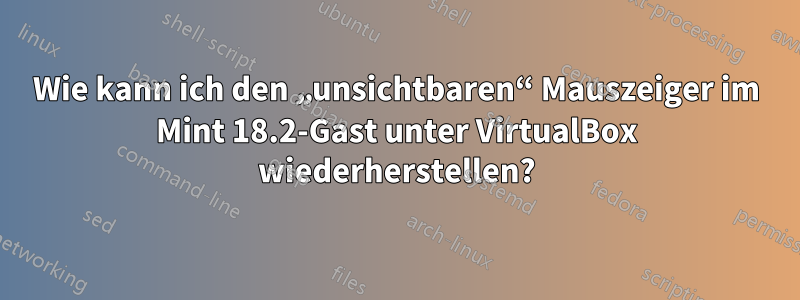 Wie kann ich den „unsichtbaren“ Mauszeiger im Mint 18.2-Gast unter VirtualBox wiederherstellen?