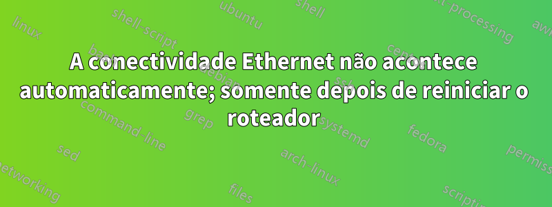 A conectividade Ethernet não acontece automaticamente; somente depois de reiniciar o roteador