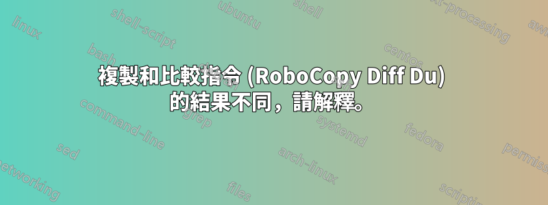 複製和比較指令 (RoboCopy Diff Du) 的結果不同，請解釋。