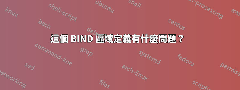 這個 BIND 區域定義有什麼問題？ 