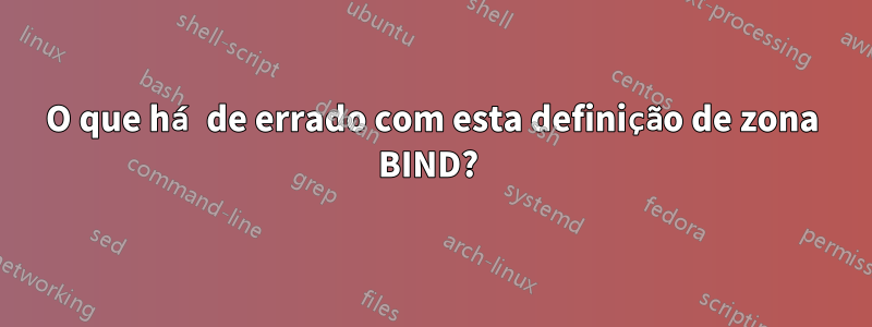 O que há de errado com esta definição de zona BIND? 