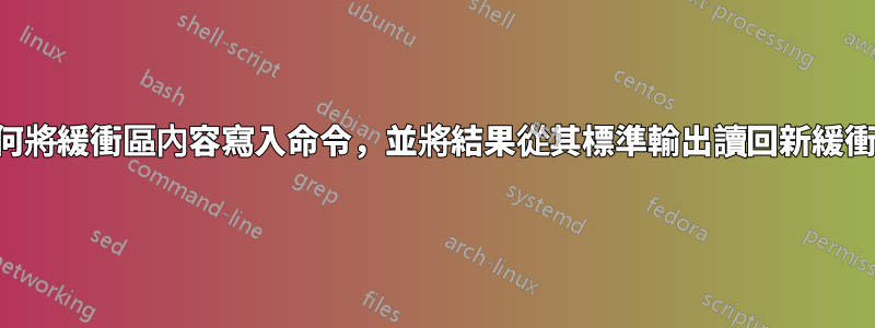 如何將緩衝區內容寫入命令，並將結果從其標準輸出讀回新緩衝區