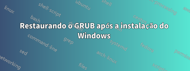 Restaurando o GRUB após a instalação do Windows