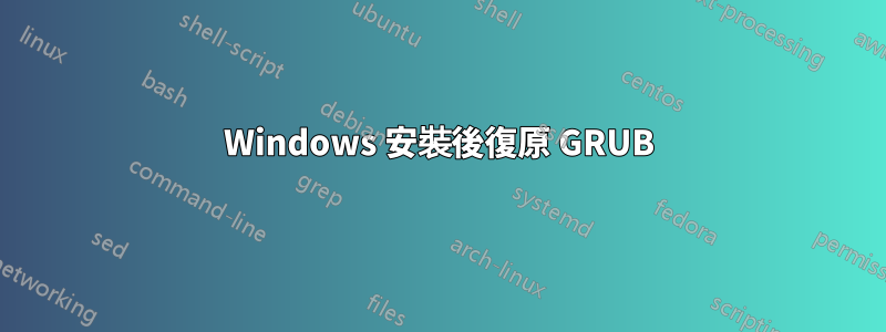 Windows 安裝後復原 GRUB