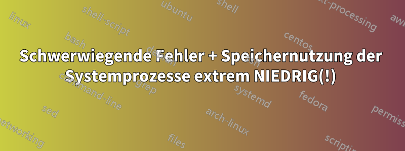 Schwerwiegende Fehler + Speichernutzung der Systemprozesse extrem NIEDRIG(!)