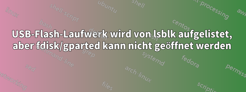 USB-Flash-Laufwerk wird von lsblk aufgelistet, aber fdisk/gparted kann nicht geöffnet werden