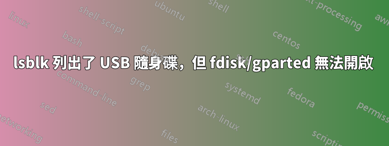 lsblk 列出了 USB 隨身碟，但 fdisk/gparted 無法開啟