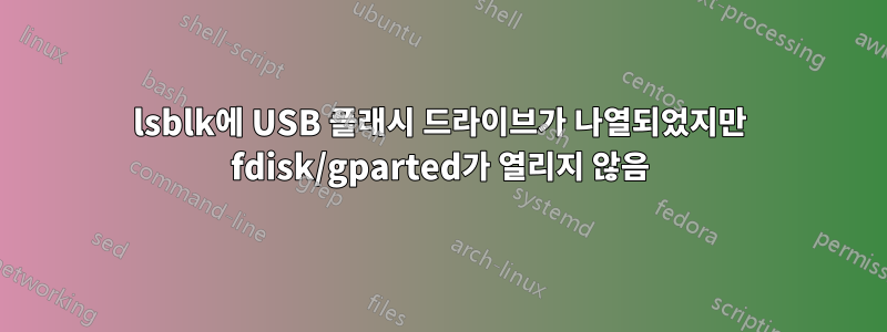 lsblk에 USB 플래시 드라이브가 나열되었지만 fdisk/gparted가 열리지 않음