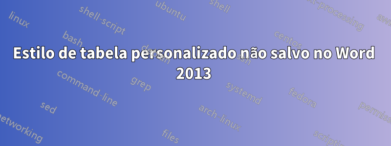 Estilo de tabela personalizado não salvo no Word 2013