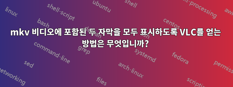 mkv 비디오에 포함된 두 자막을 모두 표시하도록 VLC를 얻는 방법은 무엇입니까?