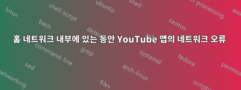 홈 네트워크 내부에 있는 동안 YouTube 앱의 네트워크 오류